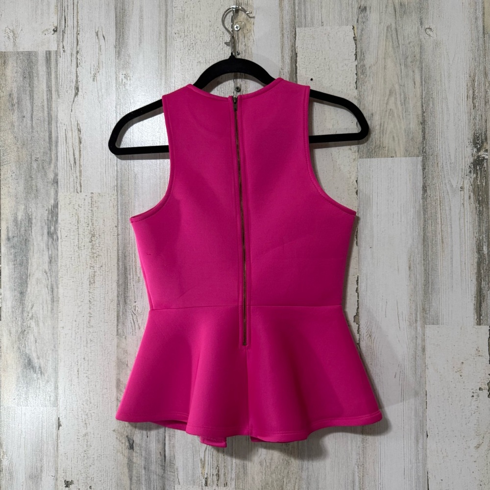 Monteau Hot Pink Peplum Sleeveless Top - Picture 8 of 13